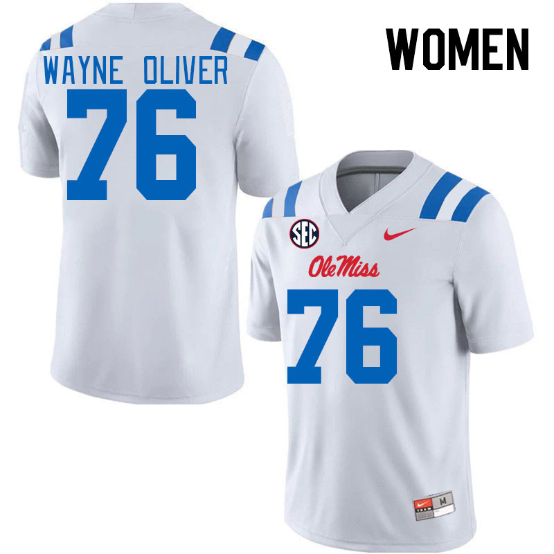 Women #76 John Wayne Oliver Ole Miss Rebels 2024 New Uniforms College Football Jerseys Stitched-Whit